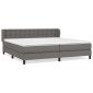 vidaXL Κρεβάτι Boxspring με Στρώμα Γκρι 200x200 εκ. Συνθετικό Δέρμα