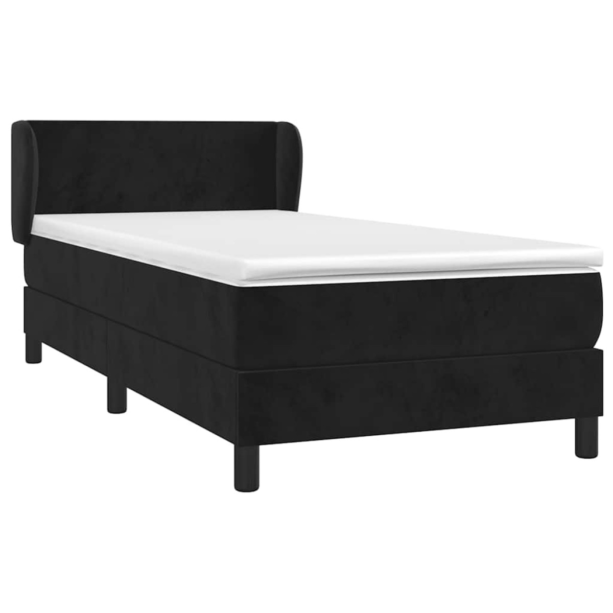 vidaXL Κρεβάτι Boxspring με Στρώμα Μαύρο 90x200 εκ. Βελούδινο