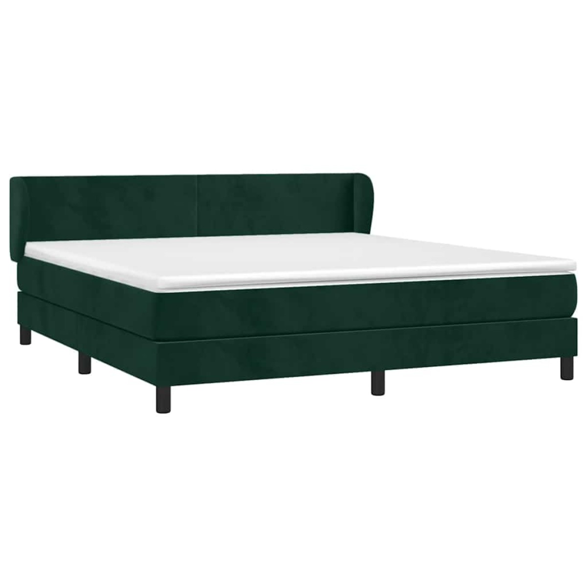 vidaXL Κρεβάτι Boxspring με Στρώμα Σκούρο Πράσινο 160x200εκ. Βελούδινο