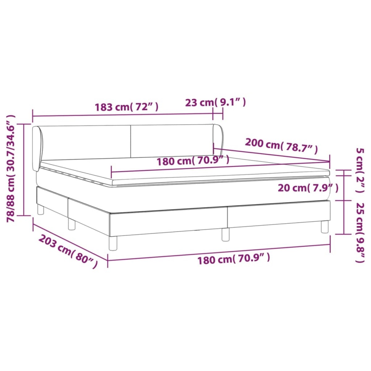 vidaXL Κρεβάτι Boxspring με Στρώμα Ροζ 180x200 εκ. Βελούδινο