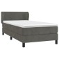 vidaXL Κρεβάτι Boxspring με Στρώμα Σκούρο Γκρι 90x200 εκ. Βελούδινο