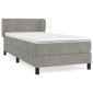 vidaXL Κρεβάτι Boxspring με Στρώμα Ανοιχτό Γκρι 100x200 εκ. Βελούδινο