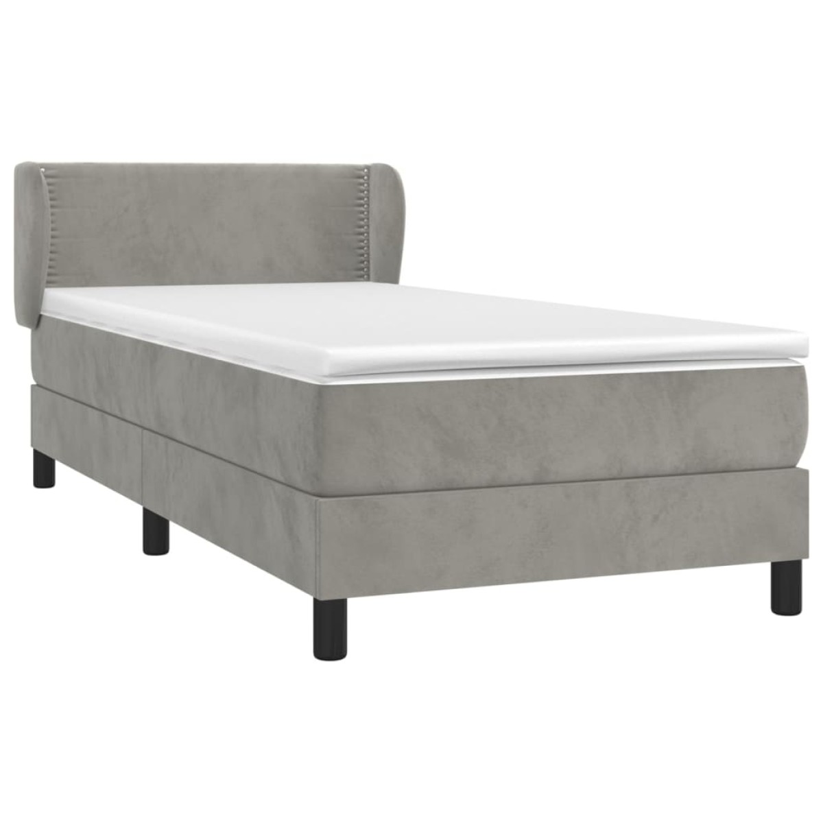 vidaXL Κρεβάτι Boxspring με Στρώμα Ανοιχτό Γκρι 100x200 εκ. Βελούδινο