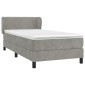 vidaXL Κρεβάτι Boxspring με Στρώμα Ανοιχτό Γκρι 100x200 εκ. Βελούδινο