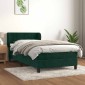 vidaXL Κρεβάτι Boxspring με Στρώμα Σκούρο Πράσινο 90x190 εκ. Βελούδινο