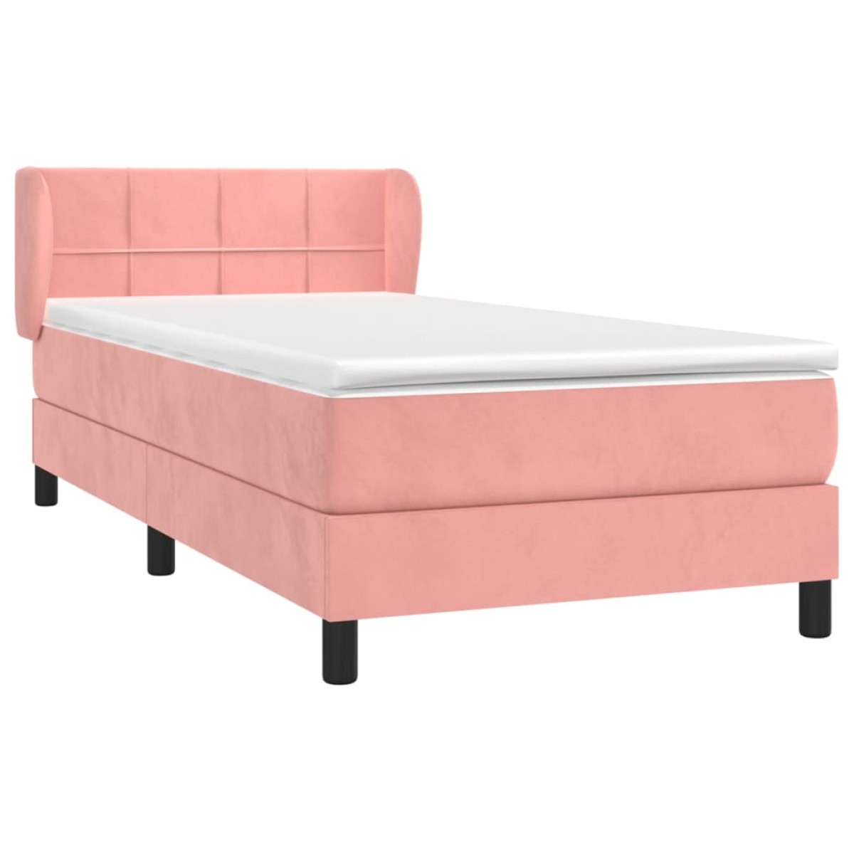 vidaXL Κρεβάτι Boxspring με Στρώμα Ροζ 90x190 εκ. Βελούδινο
