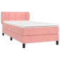 vidaXL Κρεβάτι Boxspring με Στρώμα Ροζ 90x190 εκ. Βελούδινο