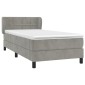 vidaXL Κρεβάτι Boxspring με Στρώμα Ανοιχτό Γκρι 100x200 εκ. Βελούδινο