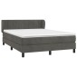 vidaXL Κρεβάτι Boxspring με Στρώμα Σκούρο Γκρι 140x190 εκ. Βελούδινο