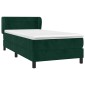 vidaXL Κρεβάτι Boxspring με Στρώμα Σκούρο Πράσινο 100x200εκ. Βελούδινο