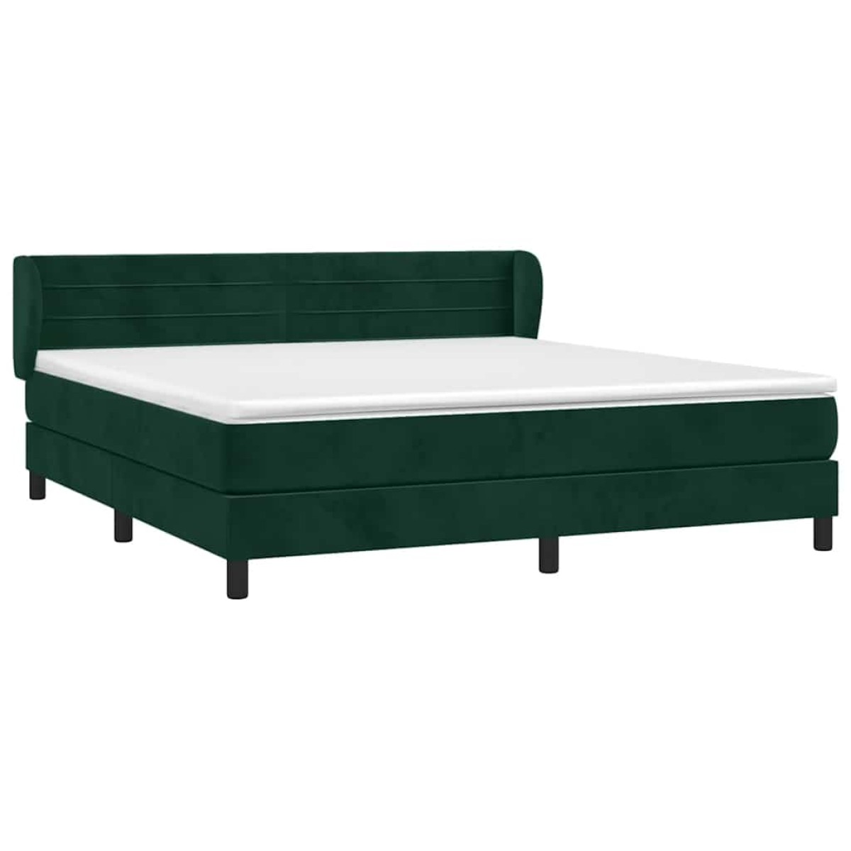 vidaXL Κρεβάτι Boxspring με Στρώμα Σκούρο Πράσινο 160x200εκ. Βελούδινο