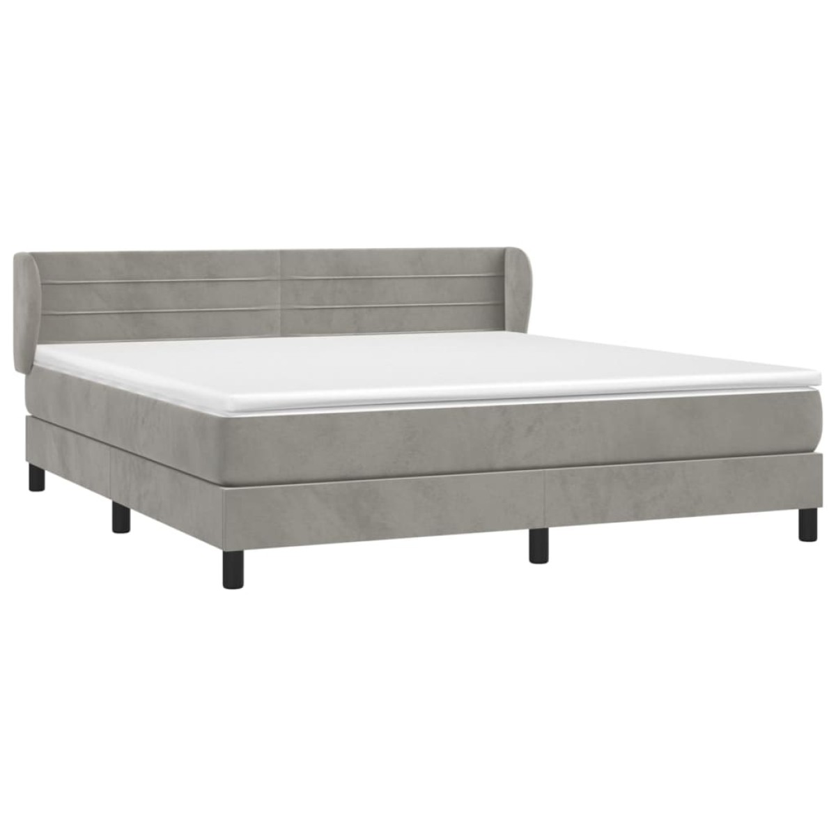 vidaXL Κρεβάτι Boxspring με Στρώμα Ανοιχτό Γκρι 180x200 εκ. Βελούδινο
