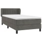 vidaXL Κρεβάτι Boxspring με Στρώμα Σκούρο Γκρι 90x190 εκ. Βελούδινο