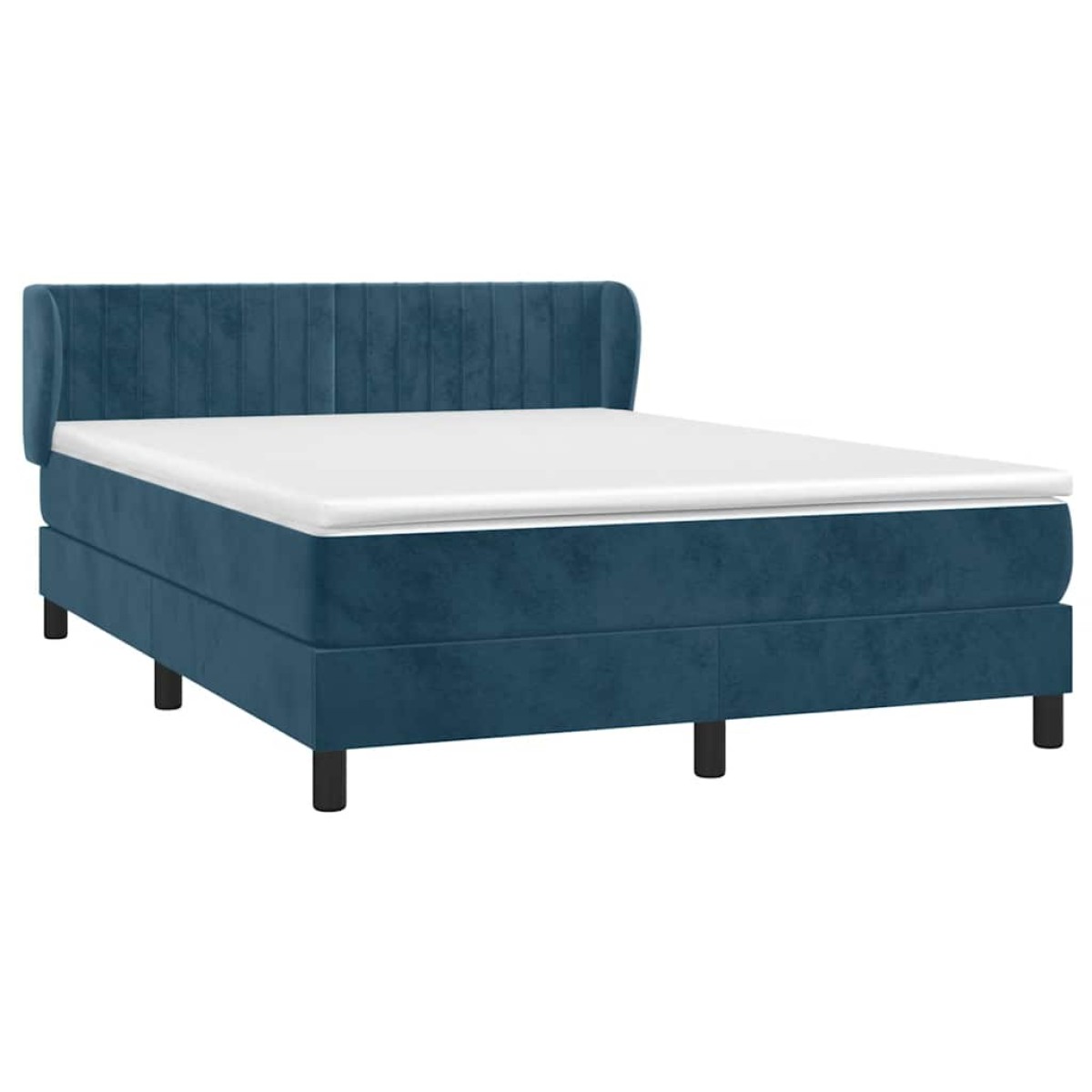 vidaXL Κρεβάτι Boxspring με Στρώμα Σκούρο Μπλε 140x190 εκ. Βελούδινο