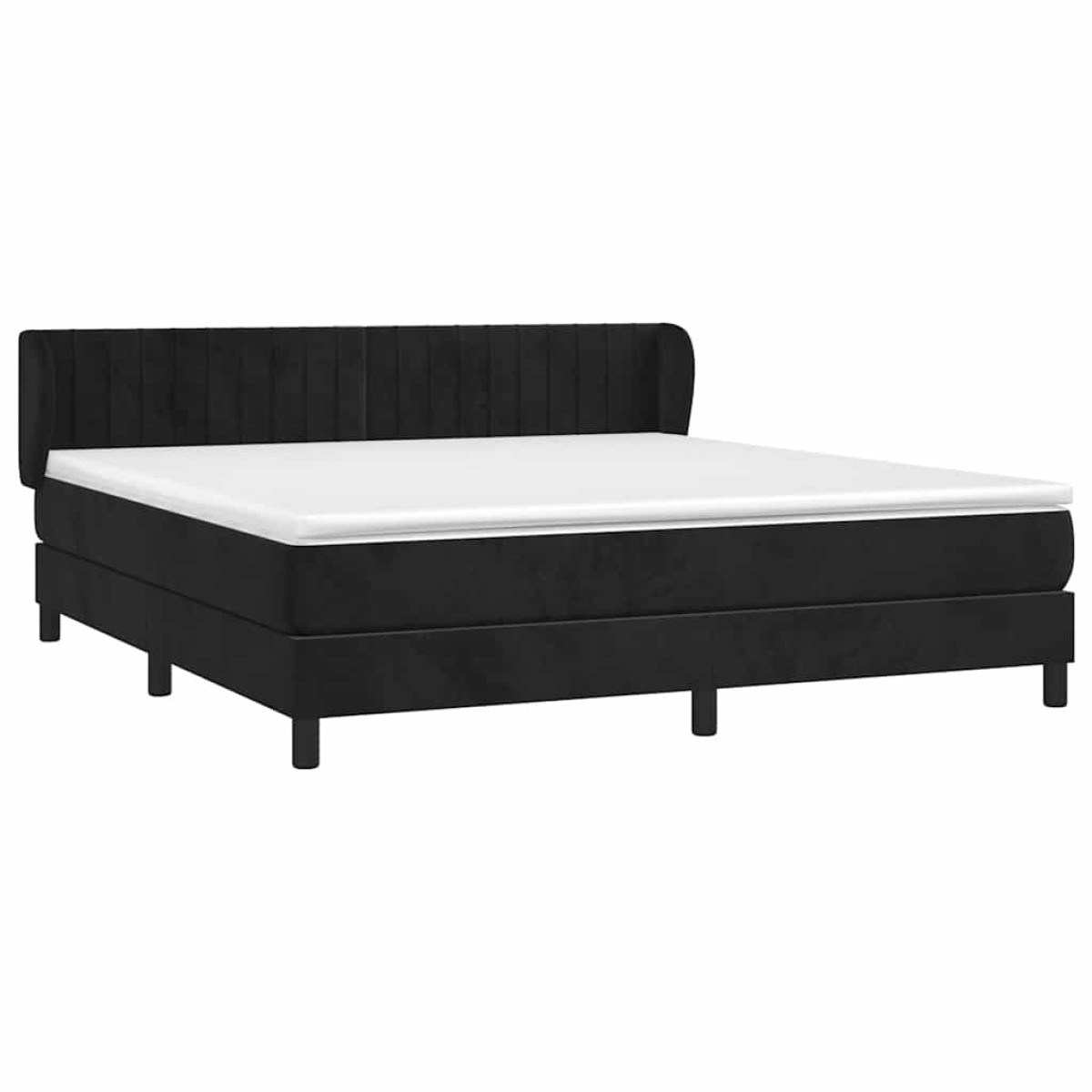 vidaXL Κρεβάτι Boxspring με Στρώμα Μαύρο 180x200 εκ. Βελούδινο