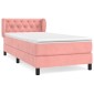 vidaXL Κρεβάτι Boxspring με Στρώμα Ροζ 80 x 200 εκ. Βελούδινο