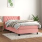 vidaXL Κρεβάτι Boxspring με Στρώμα Ροζ 80 x 200 εκ. Βελούδινο
