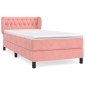 vidaXL Κρεβάτι Boxspring με Στρώμα Ροζ 90x190 εκ. Βελούδινο