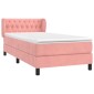 vidaXL Κρεβάτι Boxspring με Στρώμα Ροζ 90x190 εκ. Βελούδινο