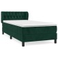 vidaXL Κρεβάτι Boxspring με Στρώμα Σκούρο Πράσινο 90x200 εκ. Βελούδινο