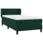 vidaXL Κρεβάτι Boxspring με Στρώμα Σκούρο Πράσινο 90x200 εκ. Βελούδινο