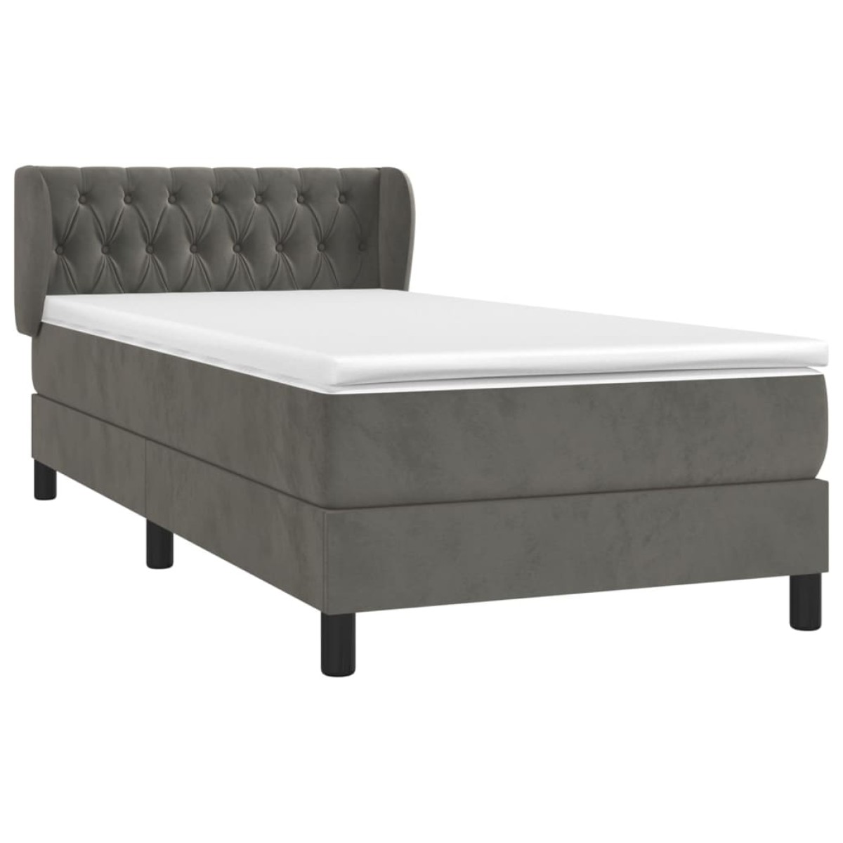 vidaXL Κρεβάτι Boxspring με Στρώμα Σκούρο Γκρι 100x200 εκ. Βελούδινο