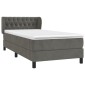 vidaXL Κρεβάτι Boxspring με Στρώμα Σκούρο Γκρι 100x200 εκ. Βελούδινο