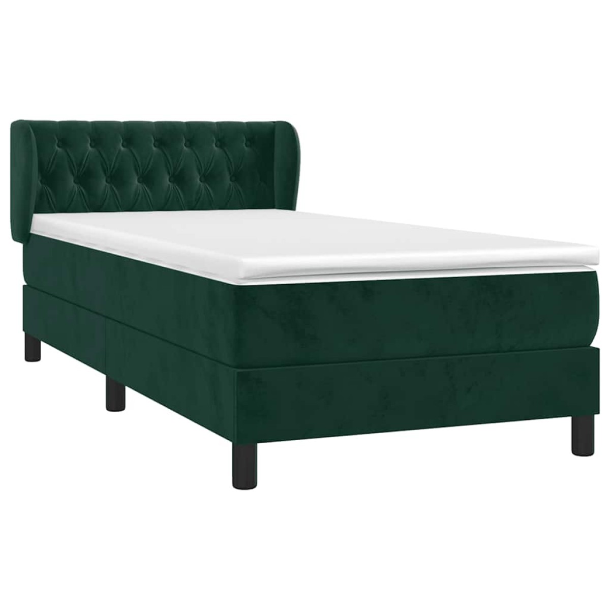 vidaXL Κρεβάτι Boxspring με Στρώμα Σκούρο Πράσινο 100x200εκ. Βελούδινο