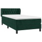 vidaXL Κρεβάτι Boxspring με Στρώμα Σκούρο Πράσινο 100x200εκ. Βελούδινο