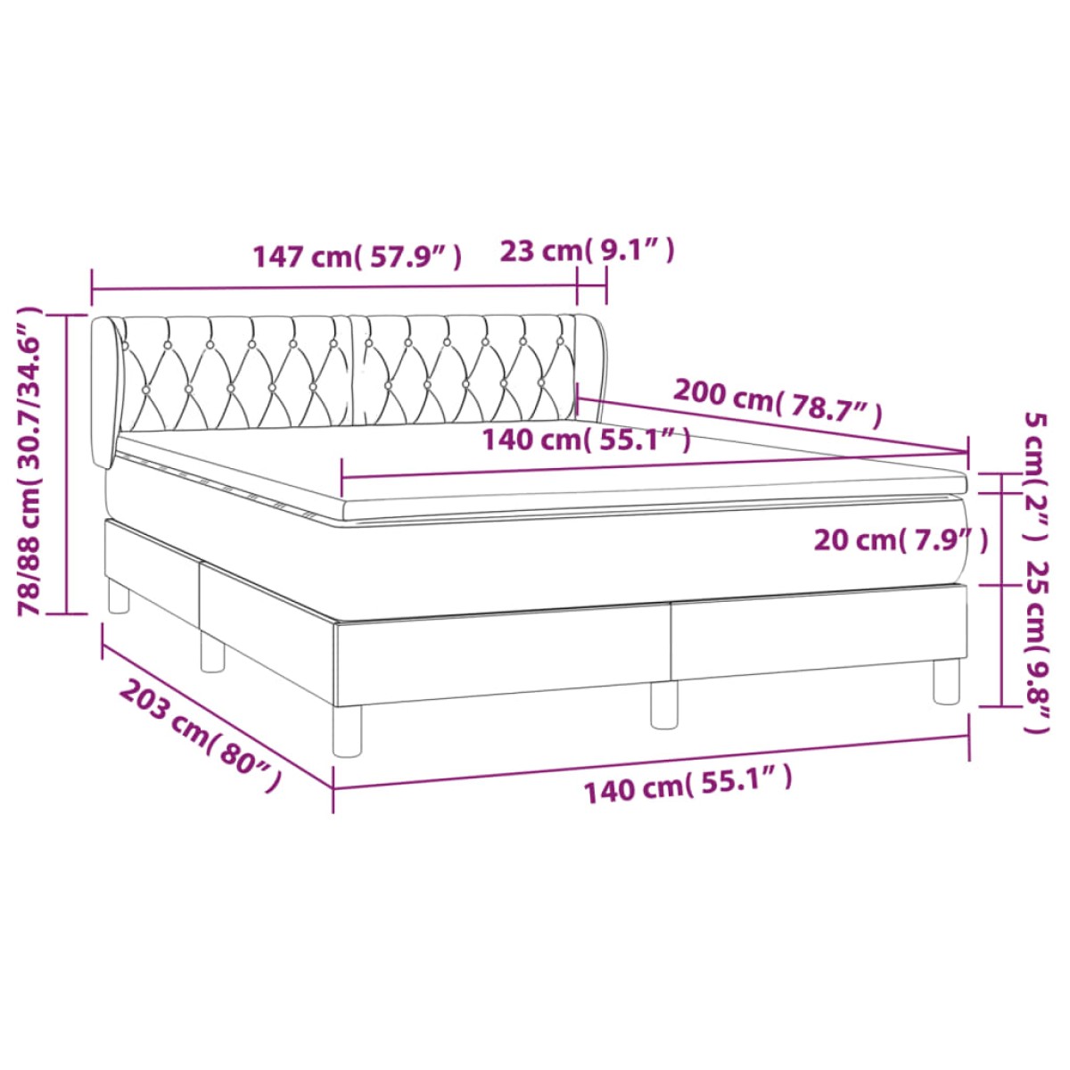 vidaXL Κρεβάτι Boxspring με Στρώμα Ανοιχτό Γκρι 140x200 εκ. Βελούδινο