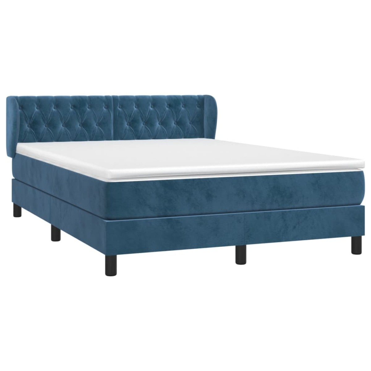 vidaXL Κρεβάτι Boxspring με Στρώμα Σκούρο Μπλε 140x200 εκ. Βελούδινο