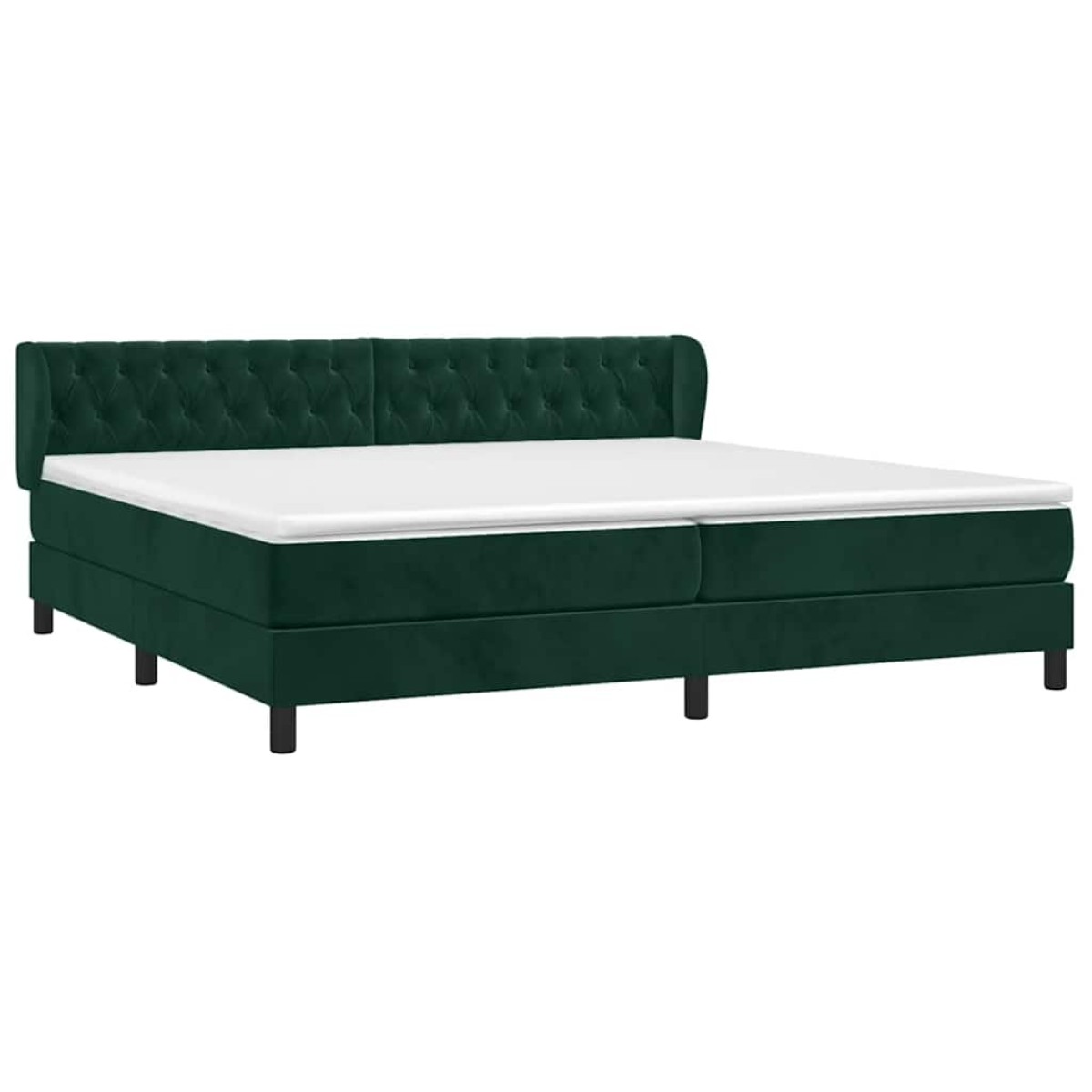vidaXL Κρεβάτι Boxspring με Στρώμα Σκούρο Πράσινο 200x200εκ. Βελούδινο