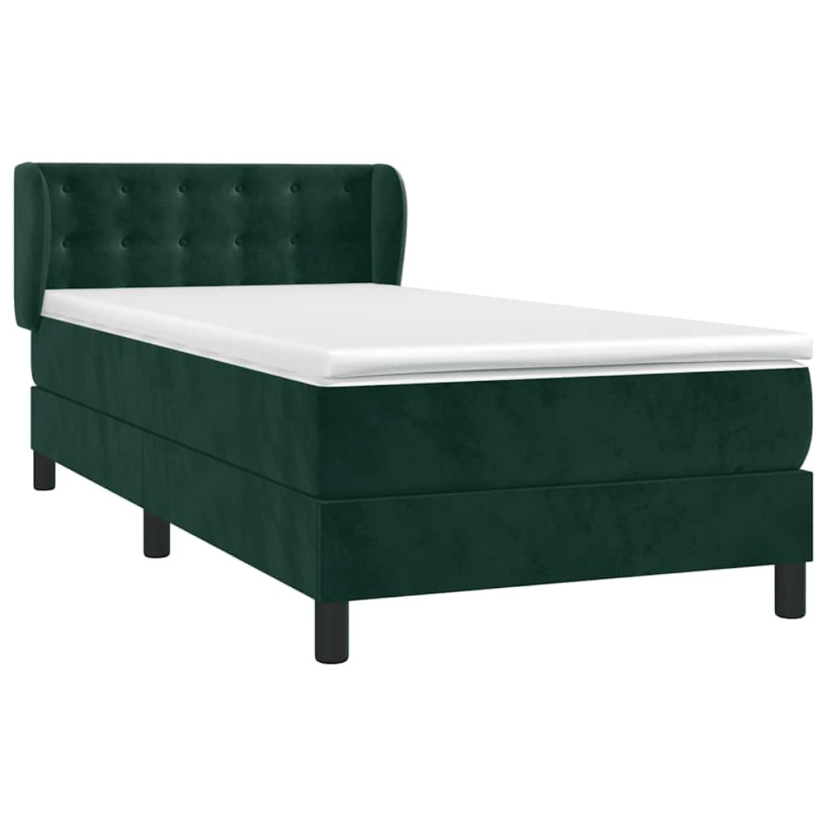 vidaXL Κρεβάτι Boxspring με Στρώμα Σκούρο Πράσινο 80x200 εκ. Βελούδινο