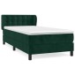 vidaXL Κρεβάτι Boxspring με Στρώμα Σκούρο Πράσινο 90x190 εκ. Βελούδινο