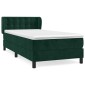 vidaXL Κρεβάτι Boxspring με Στρώμα Σκούρο Πράσινο 90x200 εκ. Βελούδινο