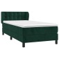 vidaXL Κρεβάτι Boxspring με Στρώμα Σκούρο Πράσινο 90x200 εκ. Βελούδινο