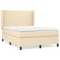 vidaXL Κρεβάτι Boxspring με Στρώμα Κρεμ 140x190 εκ. Υφασμάτινο
