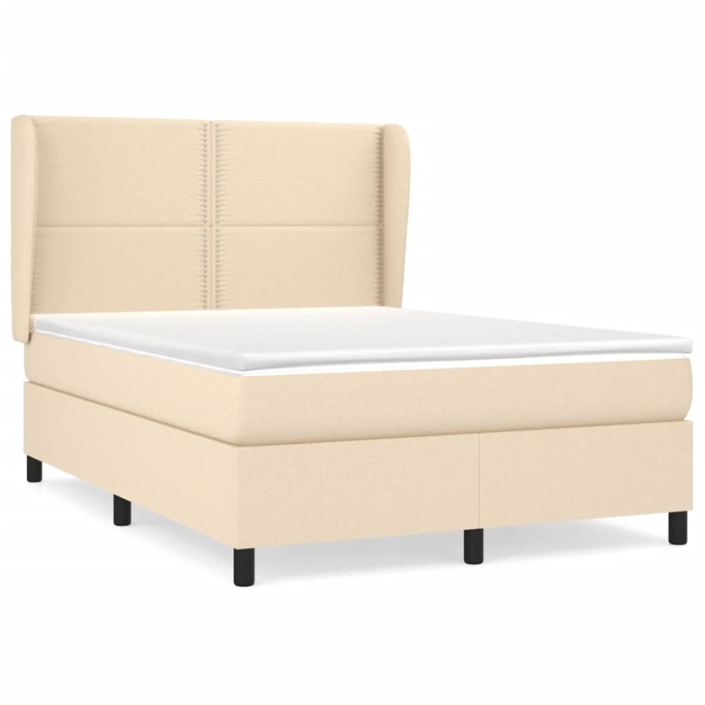 vidaXL Κρεβάτι Boxspring με Στρώμα Κρεμ 140x190 εκ. Υφασμάτινο