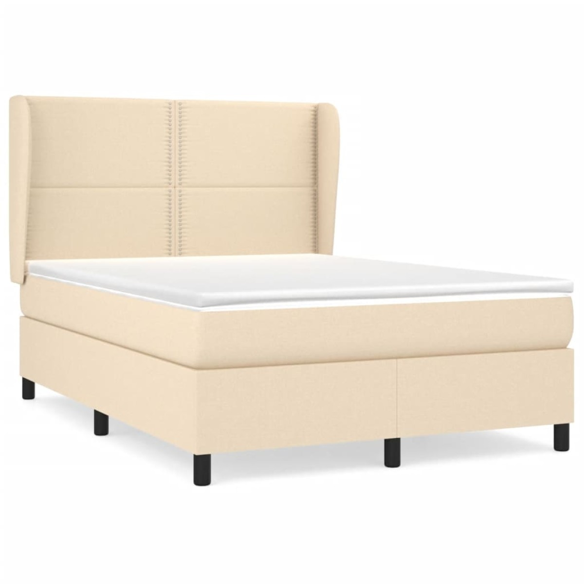 vidaXL Κρεβάτι Boxspring με Στρώμα Κρεμ 140x190 εκ. Υφασμάτινο