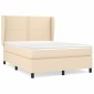 vidaXL Κρεβάτι Boxspring με Στρώμα Κρεμ 140x190 εκ. Υφασμάτινο