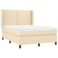 vidaXL Κρεβάτι Boxspring με Στρώμα Κρεμ 140x190 εκ. Υφασμάτινο