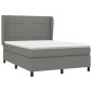 vidaXL Κρεβάτι Boxspring με Στρώμα Σκούρο Γκρι 140x190 εκ. Υφασμάτινο