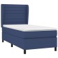 vidaXL Κρεβάτι Boxspring με Στρώμα Μπλε 90x190 εκ.Υφασμάτινο