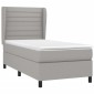 vidaXL Κρεβάτι Boxspring με Στρώμα Ανοιχτό Γκρι 90x200 εκ. Υφασμάτινο
