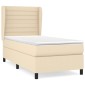 vidaXL Κρεβάτι Boxspring με Στρώμα Κρεμ 100 x 200 εκ. Υφασμάτινο