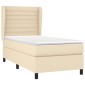 vidaXL Κρεβάτι Boxspring με Στρώμα Κρεμ 100 x 200 εκ. Υφασμάτινο
