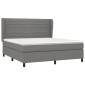 vidaXL Κρεβάτι Boxspring με Στρώμα Σκούρο Γκρι 180x200 εκ Υφασμάτιν