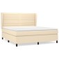 vidaXL Κρεβάτι Boxspring με Στρώμα Κρεμ 180x200 εκ. Υφασμάτινο