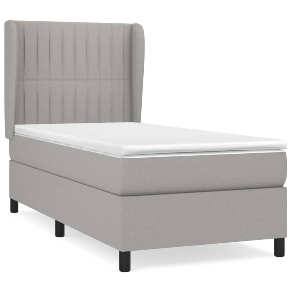 vidaXL Κρεβάτι Boxspring με Στρώμα Ανοιχτό Γκρι 80x200 εκ. Υφασμάτινο