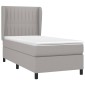 vidaXL Κρεβάτι Boxspring με Στρώμα Ανοιχτό Γκρι 90x200 εκ. Υφασμάτινο